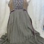 CECICO Dress Smocked Eyelet Velvet Trim BOHO Sun Beach GREEN SMALL NWT