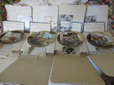 GLENNA KURZ W L GEORGE Fine China Grandma's Garden 4 PLATES MINT SIGNED