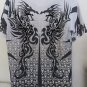 NEW DRAGONFLY SHIRT Small Whit Black Dragons Dueling Button Front Tribal