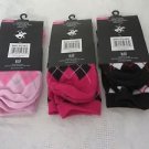 BEVERLY HILLS POLO CLUB SOCKS Women's Various argyle socks size 4-9 3 pair pinks