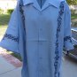 DRAGONFLY SHIRT STAR Baby Blue on Blue Embroidered Button Front FT-502 2002