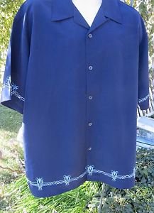 DRAGONFLY SHIRT Navy Blue  XXL 2XL Two tone Embroidered NEW