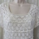 VINTAGE WHITE CROCHET Dress A Line Wedding Easter SLIP Medium Top Boho Country