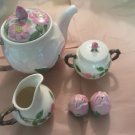 DESERT ROSE FRANCISCAN WARE TEAPOT CREAMER SUGAR Salt Pepper Lids MINT
