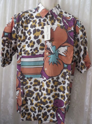 Giorgio DANIELI Shirt VINTAGE Dress Casual Retro MEDIUM PARROT ANIMAL PRINT