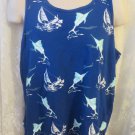 Diamond SUPPLY TEE TANK Large Marlin Fish Boats BLUE