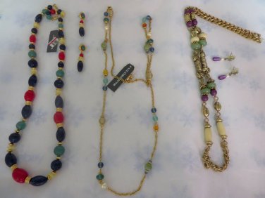 LIZ CLAIBORNE NECKLACEs Earrings Matching  VINTAGE Various stone acrylic
