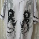 DRAGONFLY SHIRT L  Double Dragon Border Print NEW White Grey Black