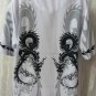 DRAGONFLY SHIRT L  Double Dragon Border Print NEW White Grey Black
