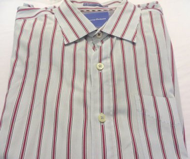 TOMMY BAHAMA DRESS SHIRT Light Blue Red Stripe XL/TG Cotton NEW