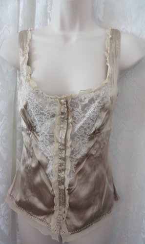 ELI Tahari Silk Came Tank Lace NUDE s/p