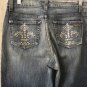 KIPPYS JEANS Studded Swarovski Crystals FLUER DE LIS  SIZE 6