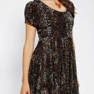 MINKPINK Women's Brown  SKATER Velvet BURNOUT Dress MEDIUM STUNNING!