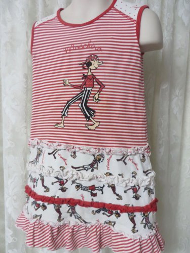 MOSCHINO BAMBINO Dress Red White Stripe Polka Dot Olive Oyl  DARLING 3A Ruffles