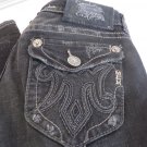 MEK DENIM JEANS OAXACA BLACK Distressed  Bootcut Miss Me Handcrafted 27 X 34.5
