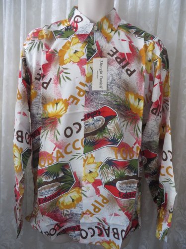 Giorgio DANIELI Shirt HAWAIIAN PIPE TOBACCO NWT Vintage  Retro RARE FIND M