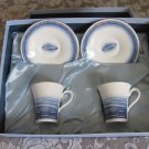 WEDGWOOD ESPRESSO COFFEE SET Adonia Oceana Blue White Boxed BONE CHINA Expreso