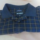 Bolle Golf Shirt Polo Rugby NWT Medium Two Ply Mercerized Cotton Plaid Black