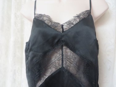 BLACK CAMISOLE MAKERS OF DREAMS XS Satin/Lace Adjustable Strap