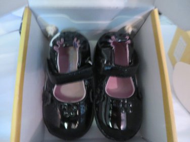 STRIDE RITE ROBEEZ Ms PLAINE JANE BLACK SIZE 4 9-12 Mos Black Patent Leather NIB
