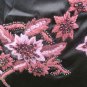 BETSEY JOHNSON SILK DRESS BLACK Sheer Flounce Salsa Style Embroidered SIZE ^