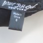 BETSEY JOHNSON SILK DRESS BLACK Sheer Flounce Salsa Style Embroidered SIZE ^