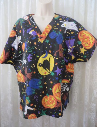 SCRUBS JASCO UNIFORMS  Medium pocket V Neck HALLOWEEN 2 pocket