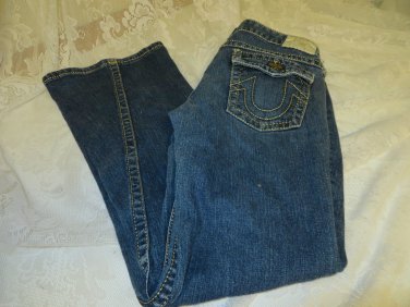 True Religion JOEY BIG T Twisted Leg GOLD Metallic Stitch Hardware 28 x 31 &Acirc;&frac12;"