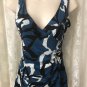 INC International Concepts Blouse Globo Chic Abstract Leaf BLUE NWT Small