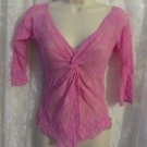 SURREALIST LACE Blouse  ¾ Sleeve Sheer Lined Lacey SMALL Pink