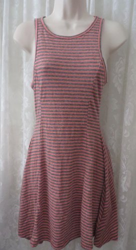 ROXY DRESS SUN BEACH Coral Peach Gray SMALL NEW Flirty Cute Stripe