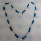 JUDIE INGRAM NECKLACE BLUE WHITE Stone Vintage 14 ½" Beaded
