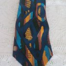 COOGI AUSTRALIA TIE Silk Hand Made BEAUTY Teal Blue Green Tans Golds NECKWARE