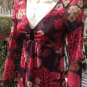 ANTHROPOLOGIE SWEET PEA Stacy Frati Top S Mesh  BLACKS REDS Empire Floral