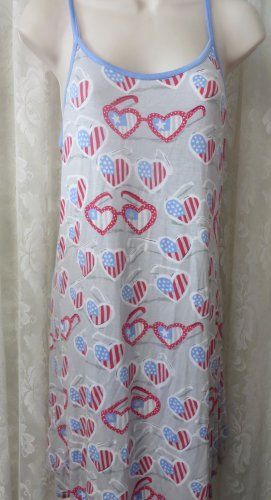 MUNKI MUNKI NITE NITE Night gown Sleepwear REd White Blue Glasses NEW SMALL