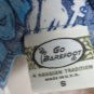 GO BAREFOOT SHIRT SMALL  Button Front BLUES GREENS HAWAIIAN PRINT G