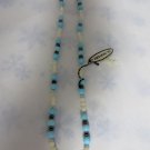 VINTAGE MONA SO Stone Necklace 1980's Tags Blue White Polish Robinson's