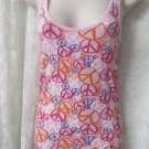 PINK VICTORIA SECRETS TEE TANK Medium NEW Peace Signs