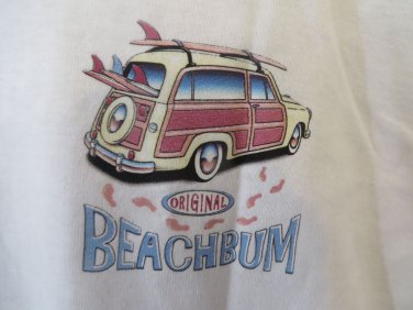 BEACH BUM Tee Shirt Woody Original White XL Surf Beach