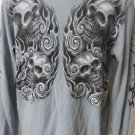 AFFLICTION TEE SHIRT Henley Grey Long Sleeve LARGE Paul Jefferies Live Fast