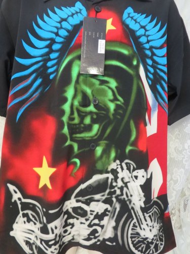 DRAGONFLY SHIRT GRIM REAPER Biker Bowl Rock Golf NWT Medium  PG187