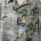 KENNING TON LTD SHIRT LARGE Hawaiian Button Front Camp Greens Rowboat Palms