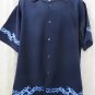 DRAGONFLY SHIRT NEW BLUE ON BLUE EMBROIDERED  LARGE  Button Front STUNNING