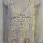 KAITLYN CROCHET FRINGE TOP Beige M NWT Adorable Lace Style Tank CamI SIS SIS