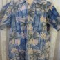 GO BAREFOOT SHIRT LARGE TALL TraditionReverse Print Button BLUES PALM FLORAL