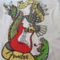 FENDER ROCK & ROLL TEE SHIRT Womens XL Ivory Graphic Scoop Neck top Blouse
