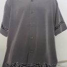 DRAGONFLY SHIRT GRAY BLACK Embroidered  Classic Button Front LARGE  NEW