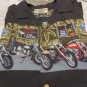 PARADISE FOUND Vtg  Hawaiian Shirt motorcycles tiki bar BLACK button front XL