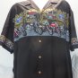 PARADISE FOUND Vtg  Hawaiian Shirt motorcycles tiki bar BLACK button front XL