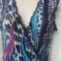 ALBERTA MAKALI BLOUSE Print Colorful Career SMALL NEW Crinkle Wrap Metallic Thrd